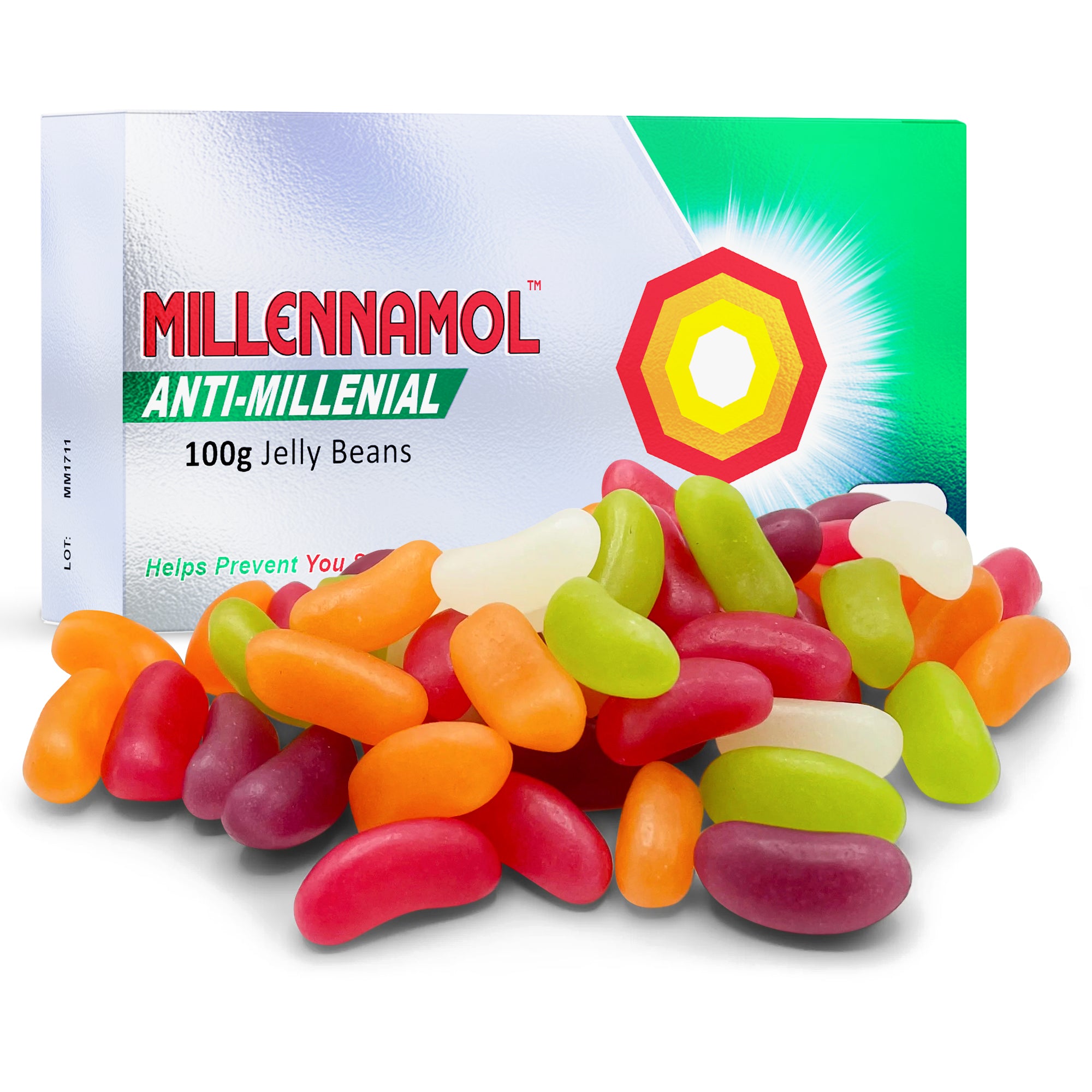 Millennamol Joke Tablet Box & Jelly Beans