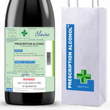 Prescription Alcohol Wine Label & Bottle Bag (Wine Not Included)