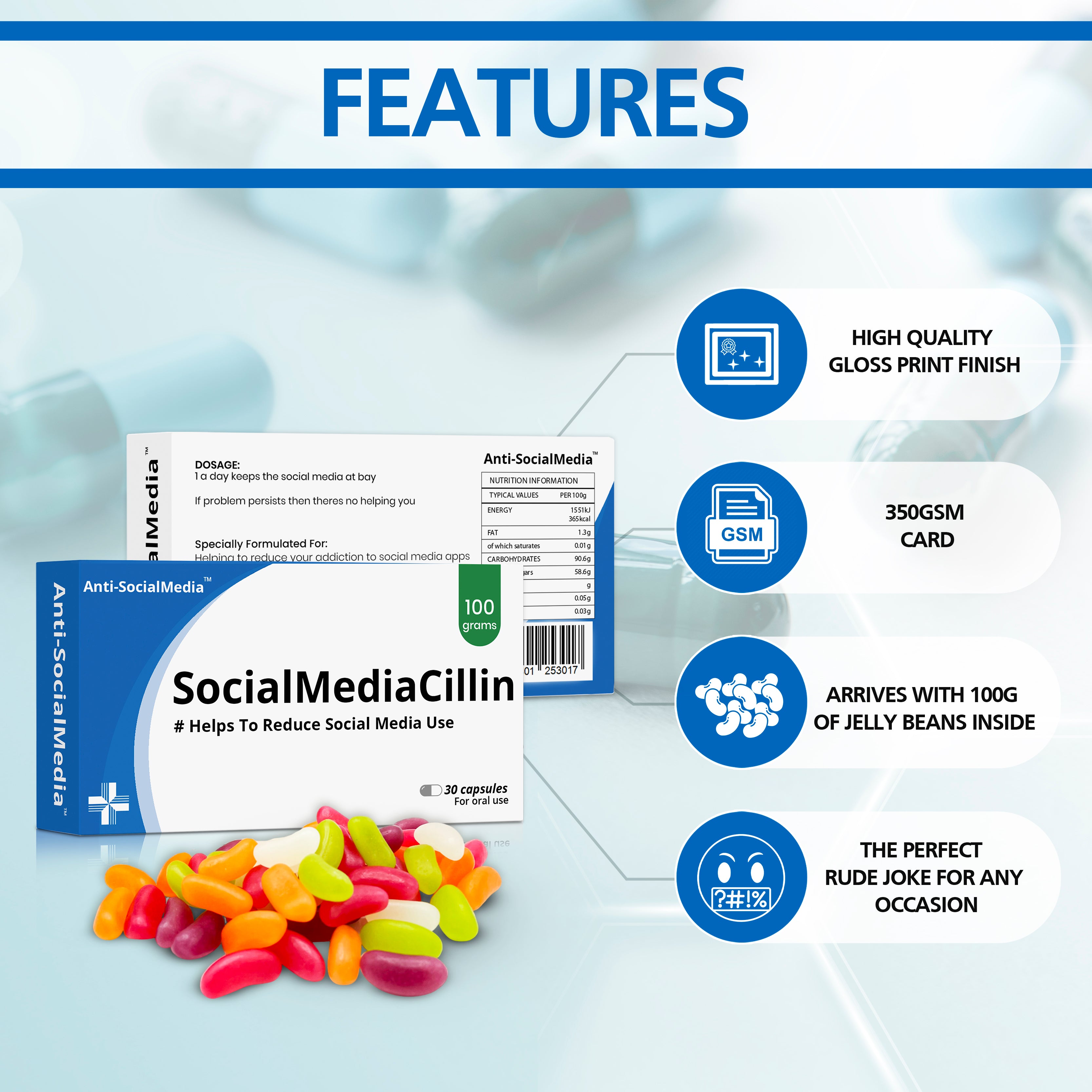 SociaMediaCillin Joke Tablet Box With Jelly Beans (NHS Box)