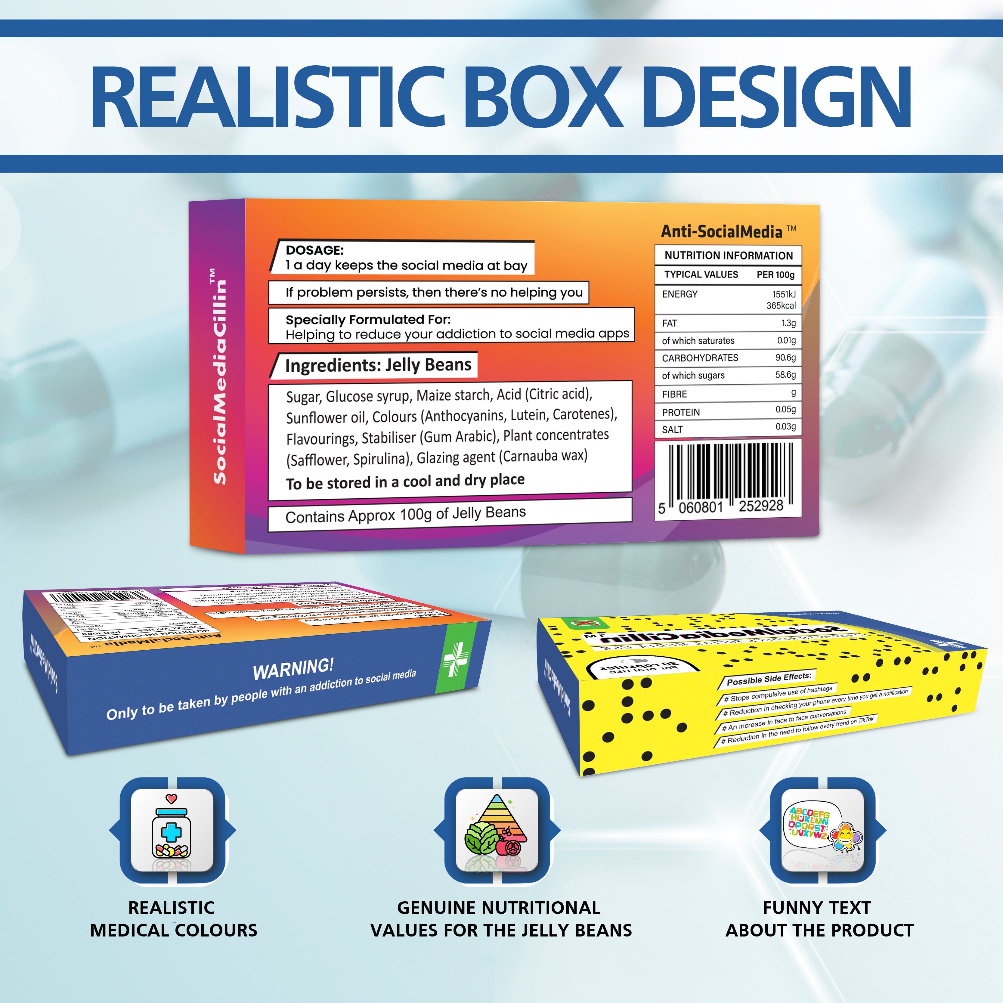 SocialMediaCillin Joke Tablet Box With Jelly Beans (Colour Box)