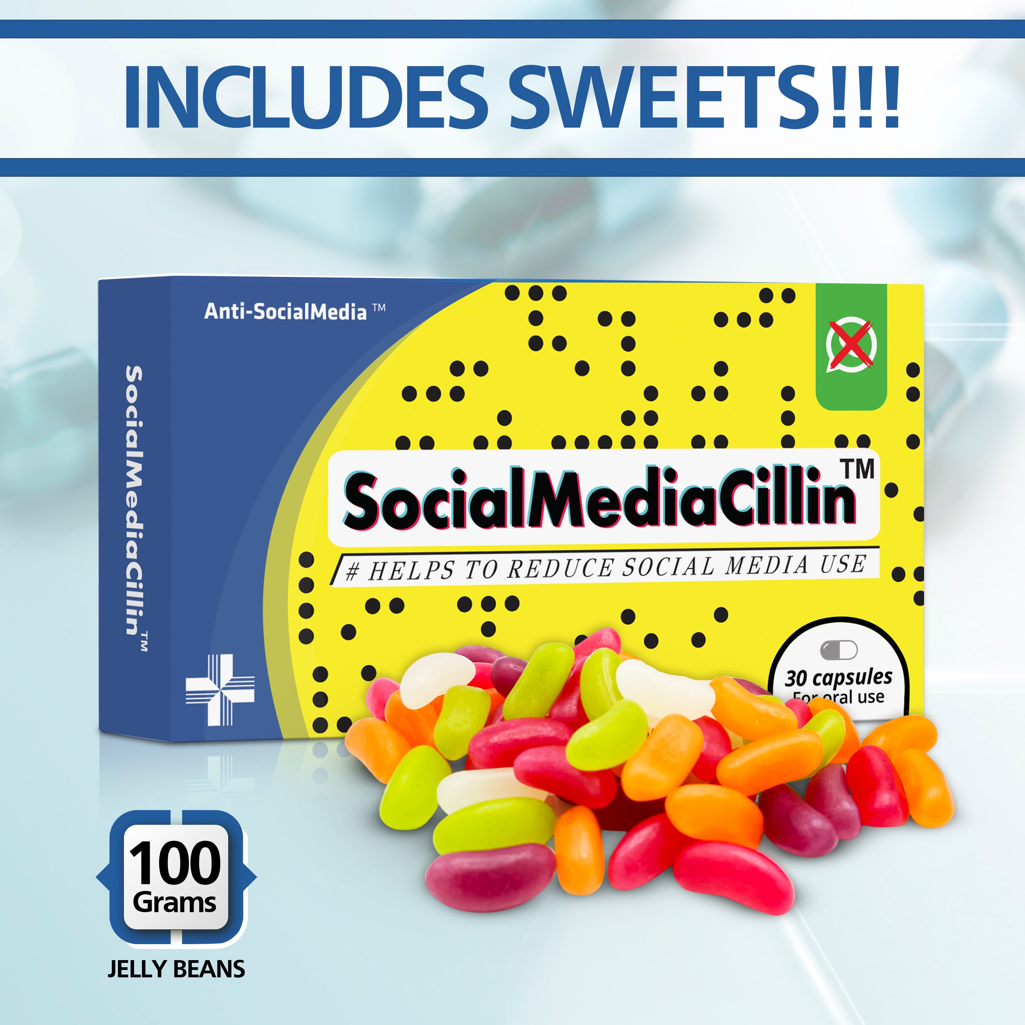 SocialMediaCillin Joke Tablet Box With Jelly Beans (Colour Box)