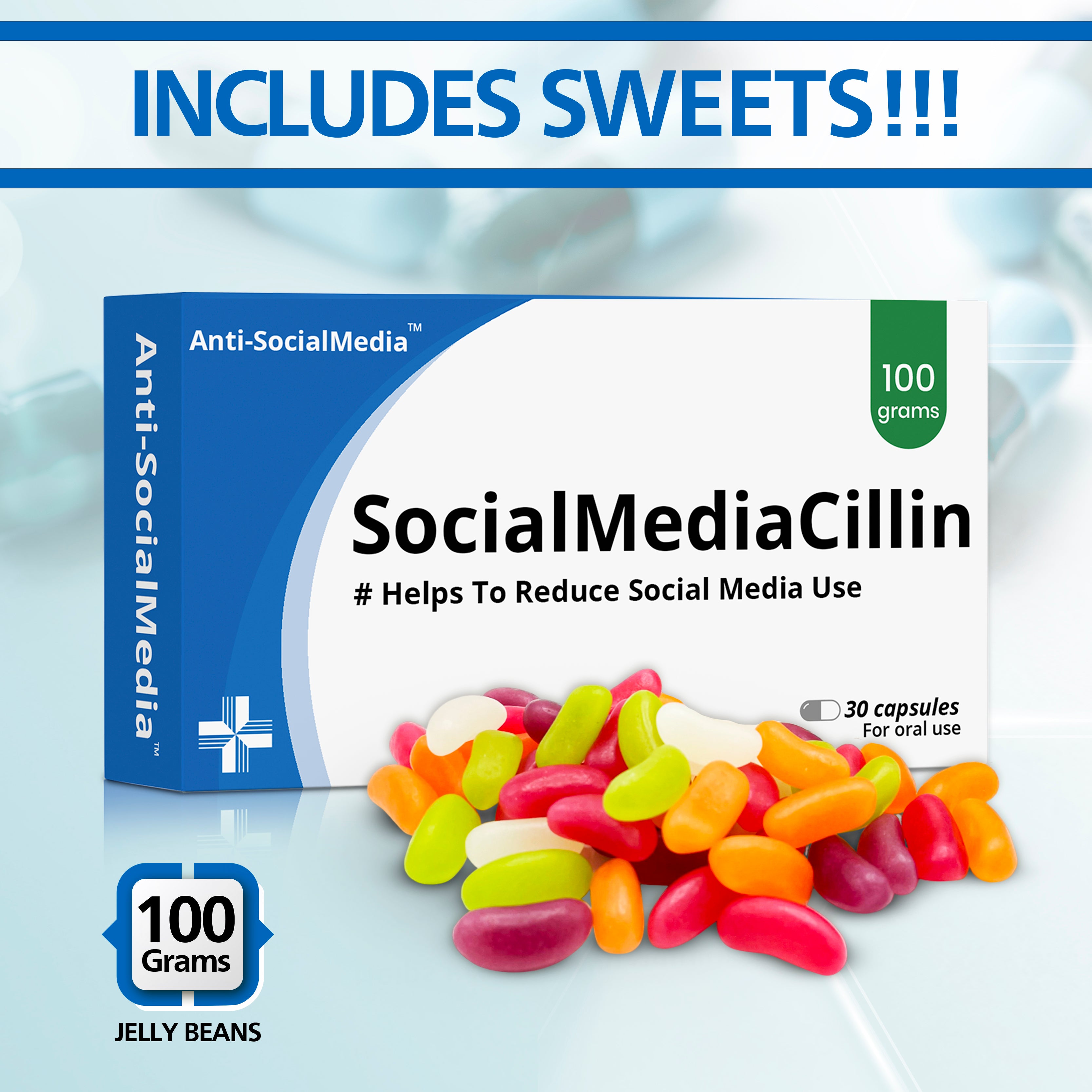 SociaMediaCillin Joke Tablet Box With Jelly Beans (NHS Box)