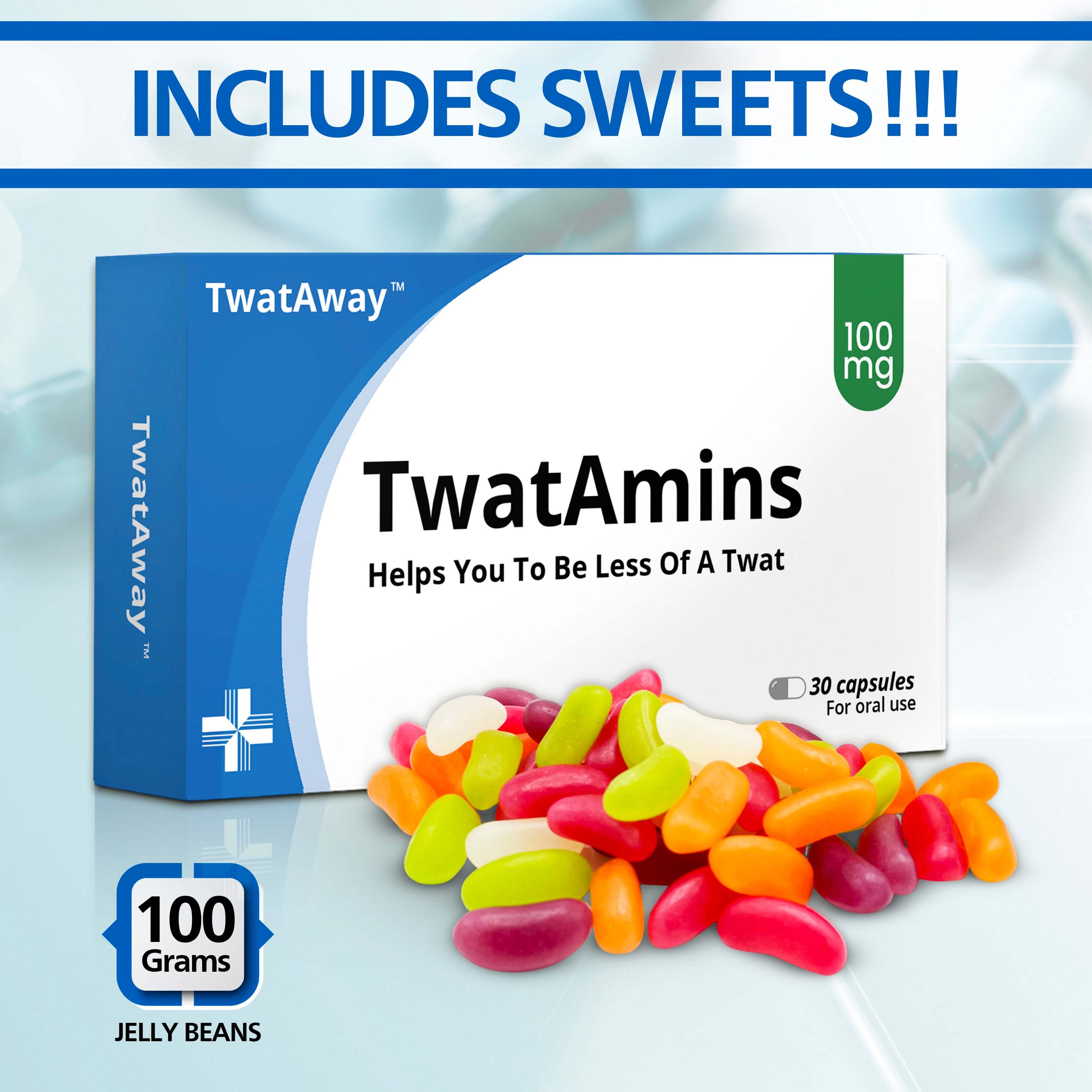 Twatamins Joke Tablet Box With Jelly Beans