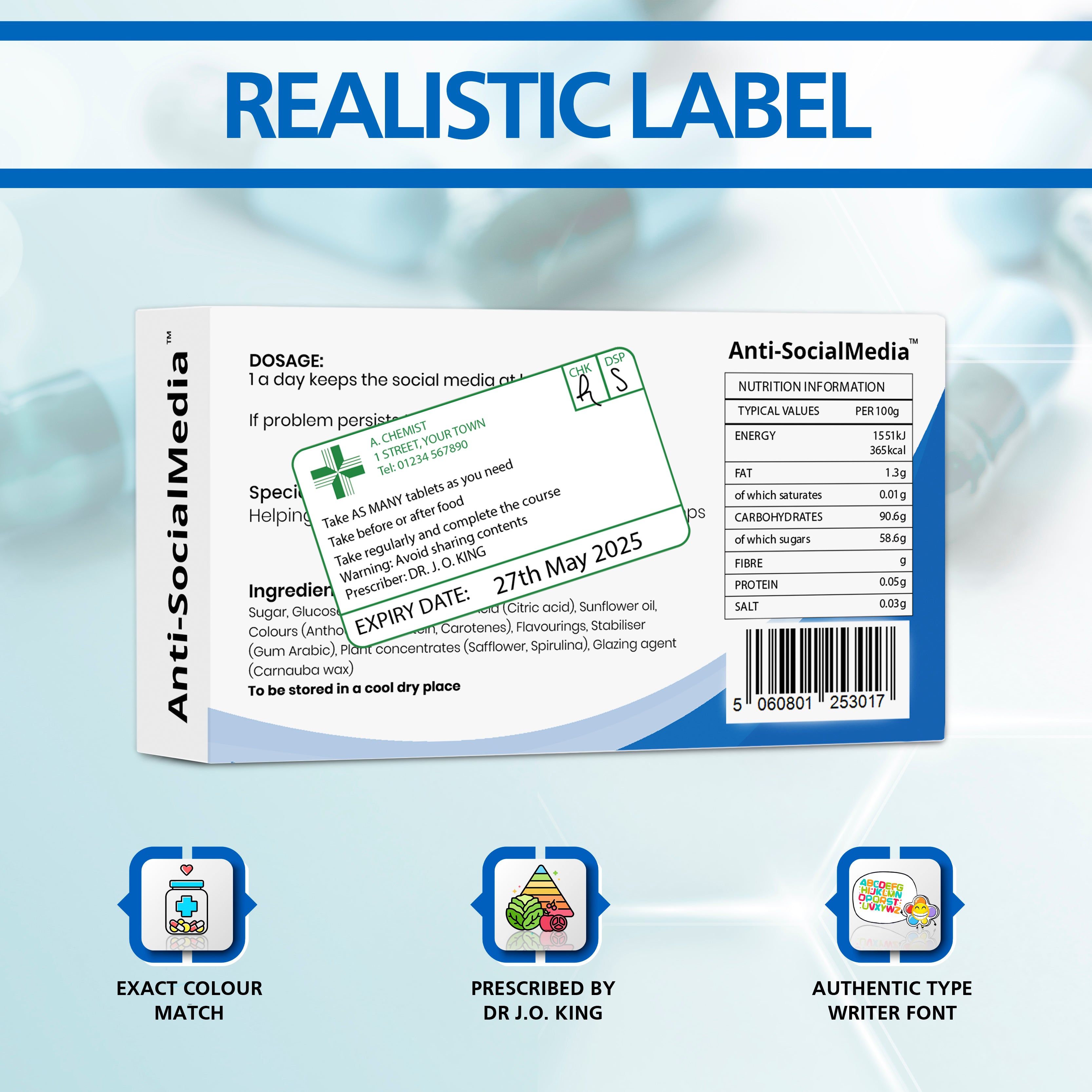 SociaMediaCillin Joke Tablet Box With Jelly Beans (NHS Box)